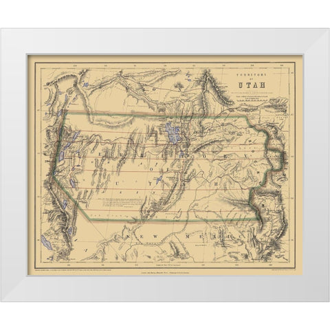 Utah Territory - Rogers and Holt 1857 White Modern Wood Framed Art Print by Rogers