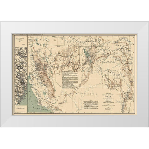 Utah Territory - US War Dept 1860 White Modern Wood Framed Art Print by US War Dept