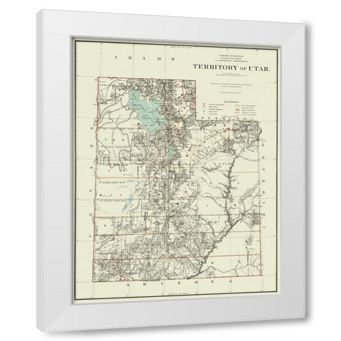 Utah Territory - Dept of Interior 1879 White Modern Wood Framed Art Print by DOI