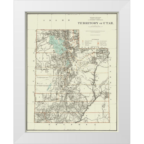 Utah Territory - Dept of Interior 1879 White Modern Wood Framed Art Print by DOI