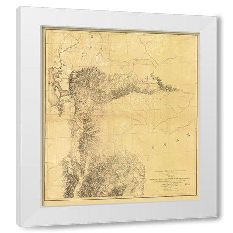 Utah Railroad Survey, Map 1 - Siebert 1855 White Modern Wood Framed Art Print by Siebert