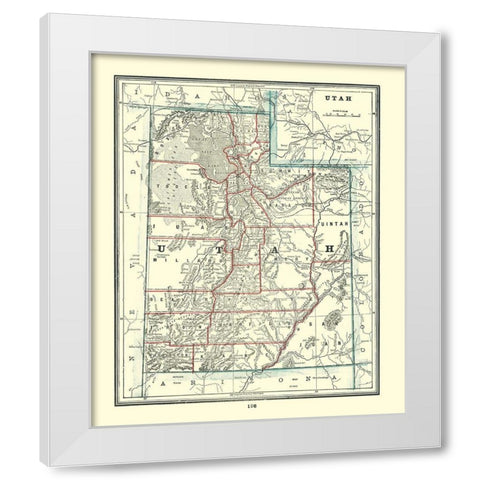 Utah - Rathbun 1893 White Modern Wood Framed Art Print by Rathbun