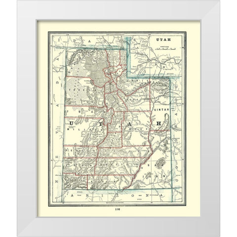 Utah - Rathbun 1893 White Modern Wood Framed Art Print by Rathbun
