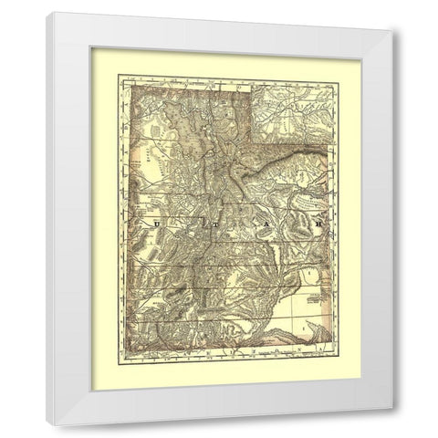 Utah - Rand McNally 1876 White Modern Wood Framed Art Print by Rand McNally