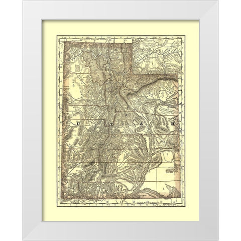 Utah - Rand McNally 1876 White Modern Wood Framed Art Print by Rand McNally