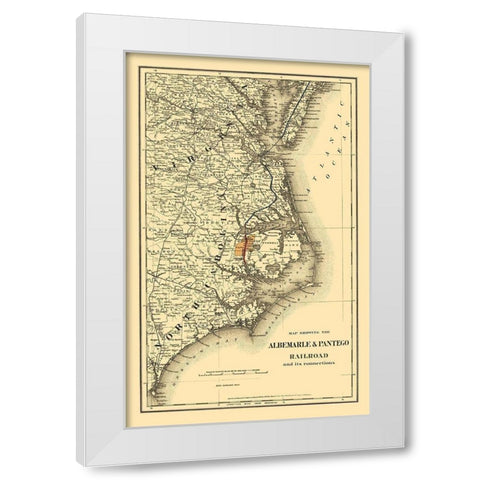 Albemarle and Pantego Railroad Connections 1887 White Modern Wood Framed Art Print by Colton