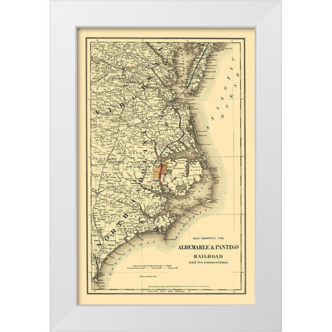 Albemarle and Pantego Railroad Connections 1887 White Modern Wood Framed Art Print by Colton