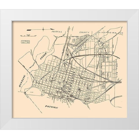 Alexandria Virginia - Peyton 1915 White Modern Wood Framed Art Print by Peyton