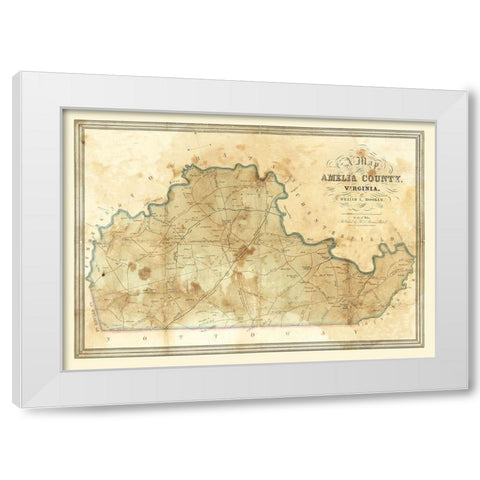 Amelia County Virginia - Booker 1850 White Modern Wood Framed Art Print by Booker