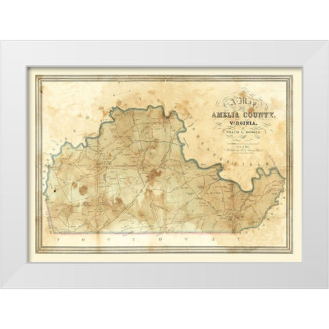 Amelia County Virginia - Booker 1850 White Modern Wood Framed Art Print by Booker