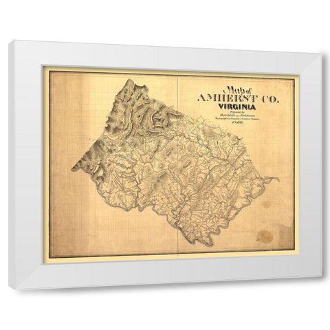 Amherst County Virginia - Hotchkiss 1866 White Modern Wood Framed Art Print by Hotchkiss