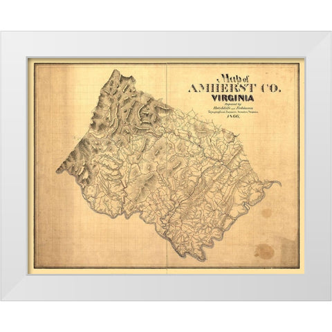 Amherst County Virginia - Hotchkiss 1866 White Modern Wood Framed Art Print by Hotchkiss