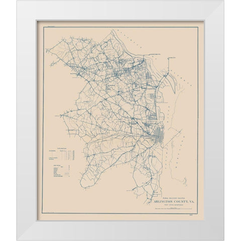 Arlington County Virginia - 1920 White Modern Wood Framed Art Print by Unknown