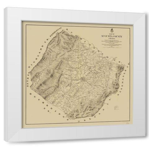 Augusta County Virginia - Hotchkiss 1875 White Modern Wood Framed Art Print by Hotchkiss