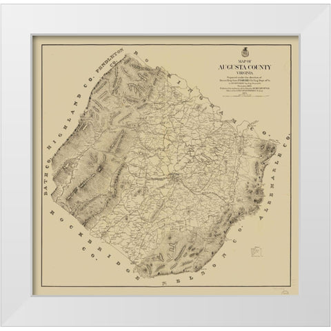 Augusta County Virginia - Hotchkiss 1875 White Modern Wood Framed Art Print by Hotchkiss