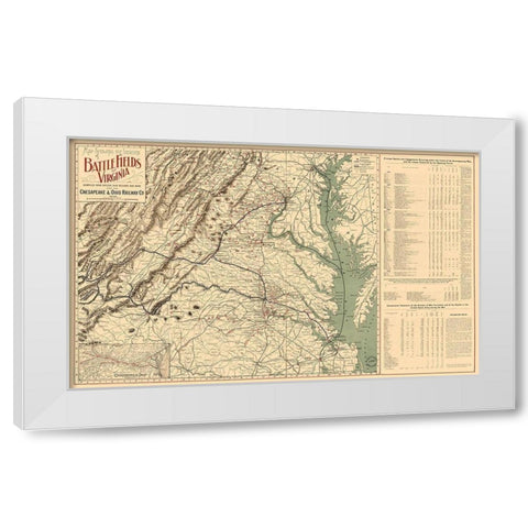 Battle Fields Virginia - 1898 White Modern Wood Framed Art Print by Unknown