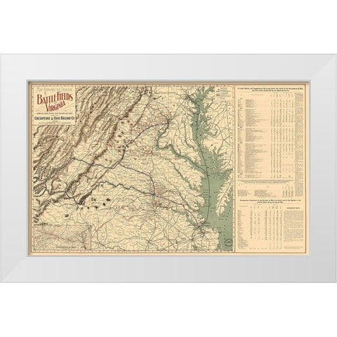 Battle Fields Virginia - 1898 White Modern Wood Framed Art Print by Unknown