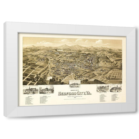 Bedford Virginia - 1891 White Modern Wood Framed Art Print by Unknown
