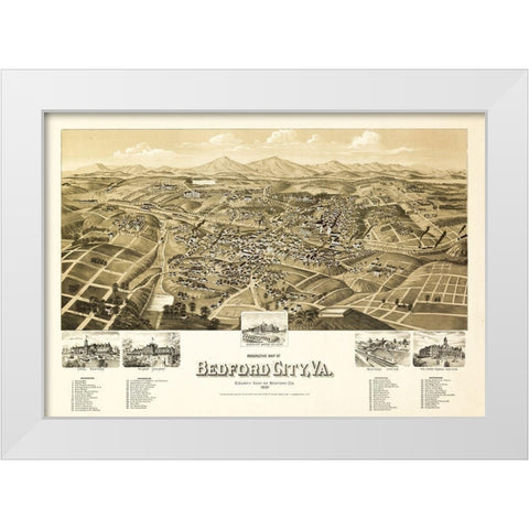Bedford Virginia - 1891 White Modern Wood Framed Art Print by Unknown
