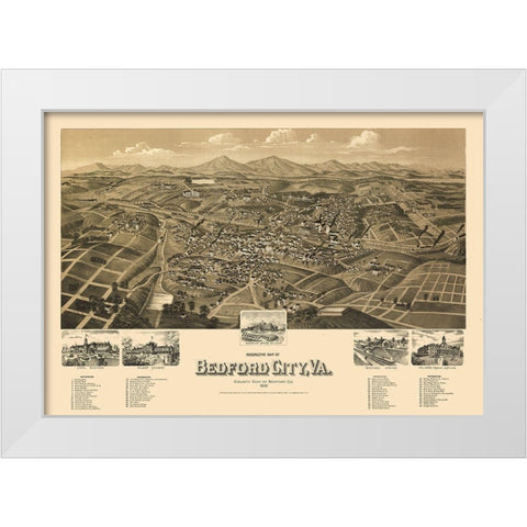 Bedford Virginia - Perry 1891 White Modern Wood Framed Art Print by Perry