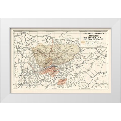 South Western Virginia - Nader 1892 White Modern Wood Framed Art Print by Nader