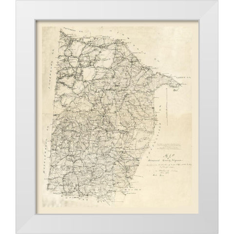 Brunswick County Virginia - Graves 1864 White Modern Wood Framed Art Print by Graves