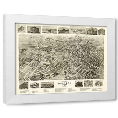 Bristol Virginia - Fowell 1912 White Modern Wood Framed Art Print by Fowler