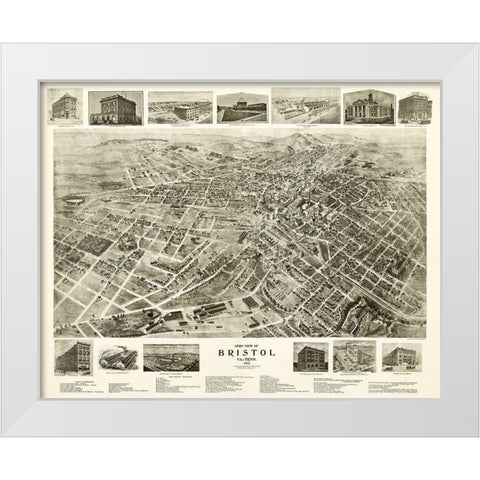 Bristol Virginia - Fowell 1912 White Modern Wood Framed Art Print by Fowler
