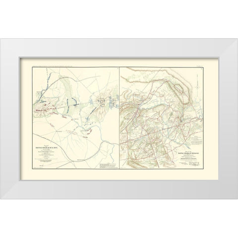 Battlefields of Bull Run Manassas - McDowell 1895 White Modern Wood Framed Art Print by McDowell