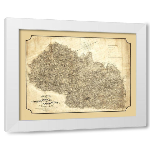 Buckingham County Virginia - Cassell 1863 White Modern Wood Framed Art Print by Cassell