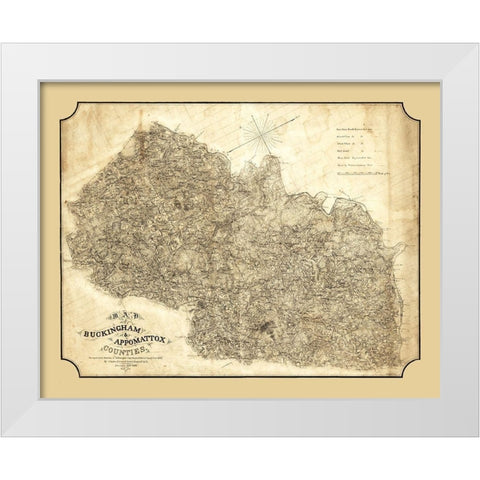 Buckingham County Virginia - Cassell 1863 White Modern Wood Framed Art Print by Cassell