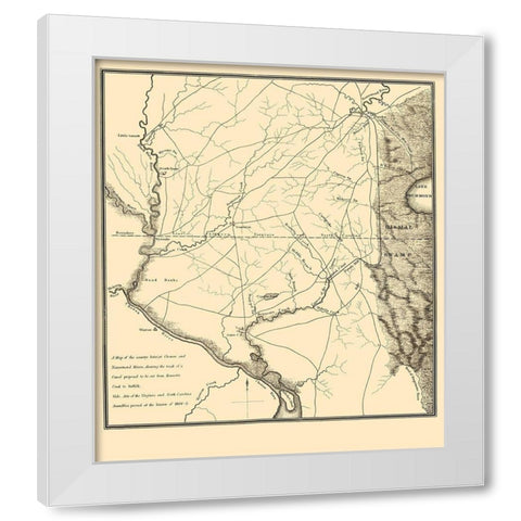 Proposed Canal - Bennetts Creek to Suffolk 1834 White Modern Wood Framed Art Print by Gales
