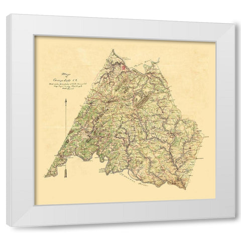Campbell County Virginia - Campbell 1860 White Modern Wood Framed Art Print by Campbell