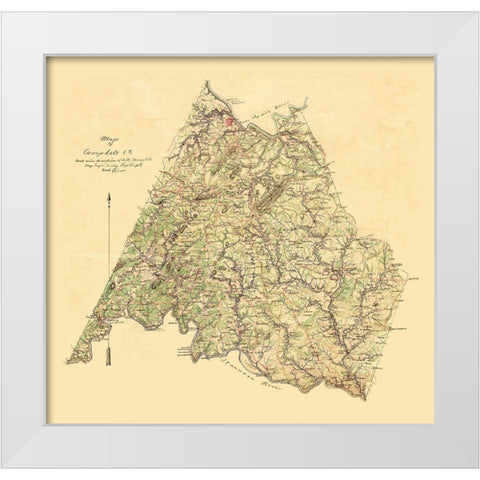 Campbell County Virginia - Campbell 1860 White Modern Wood Framed Art Print by Campbell