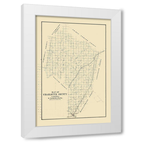 Charlotte County Virginia - Hotchkiss 1860 White Modern Wood Framed Art Print by Hotchkiss