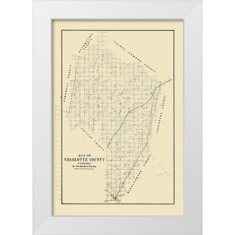 Charlotte County Virginia - Hotchkiss 1860 White Modern Wood Framed Art Print by Hotchkiss