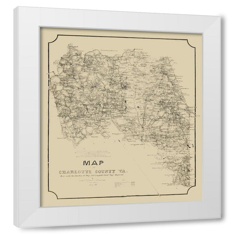 Charlotte County Virginia - Campbell 1864 White Modern Wood Framed Art Print by Campbell