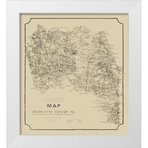 Charlotte County Virginia - Campbell 1864 White Modern Wood Framed Art Print by Campbell