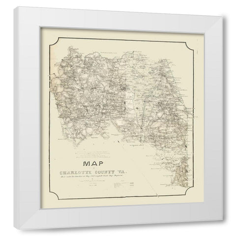 Charlotte County Virginia - Campbell 1864 White Modern Wood Framed Art Print by Campbell