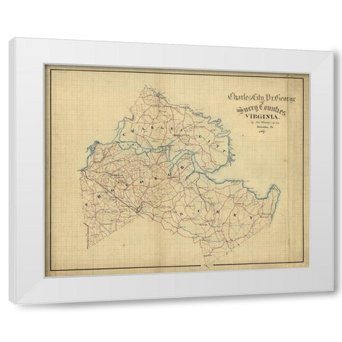 Charles City County Virginia - Hotchkifs 1867 White Modern Wood Framed Art Print by Hotchkifs