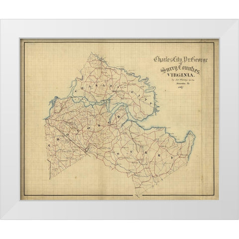 Charles City County Virginia - Hotchkifs 1867 White Modern Wood Framed Art Print by Hotchkifs