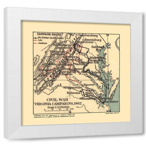 Civil War Campaign Virginia - Joerg 1862 White Modern Wood Framed Art Print by Joerg