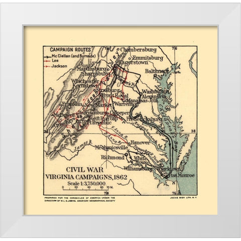 Civil War Campaign Virginia - Joerg 1862 White Modern Wood Framed Art Print by Joerg