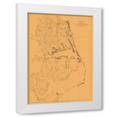 Virginia North Carolina US Coast - Lindenkohl White Modern Wood Framed Art Print by Lindenkohl