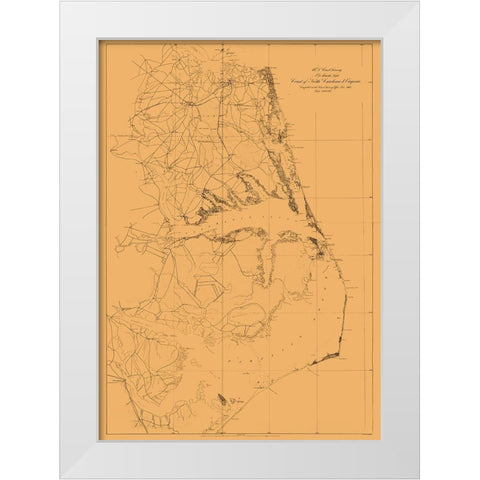Virginia North Carolina US Coast - Lindenkohl White Modern Wood Framed Art Print by Lindenkohl