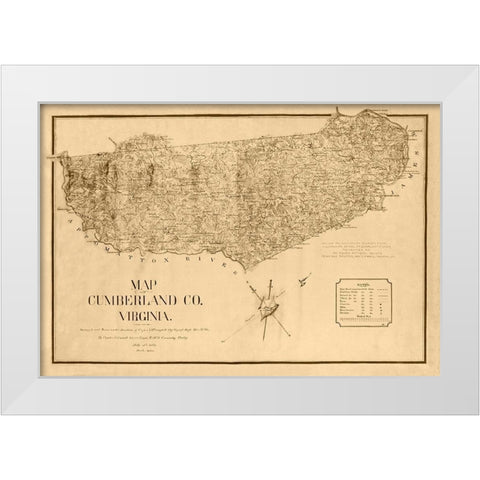 Cumberland County Virginia - Campbell 1864 White Modern Wood Framed Art Print by Campbell