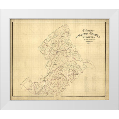 Culpeper County Virginia - Hotchkiss 1867 White Modern Wood Framed Art Print by Hotchkiss