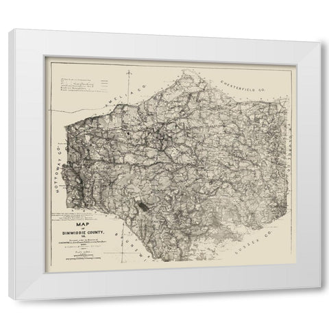 Dinwiddie County Virginia - Graves 1864 White Modern Wood Framed Art Print by Graves