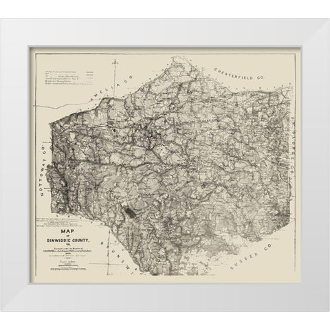 Dinwiddie County Virginia - Graves 1864 White Modern Wood Framed Art Print by Graves