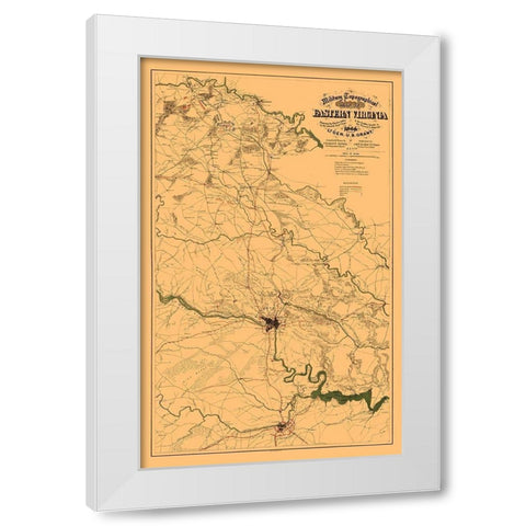 Eastern Virginia - Sholl 1864 White Modern Wood Framed Art Print by Sholl